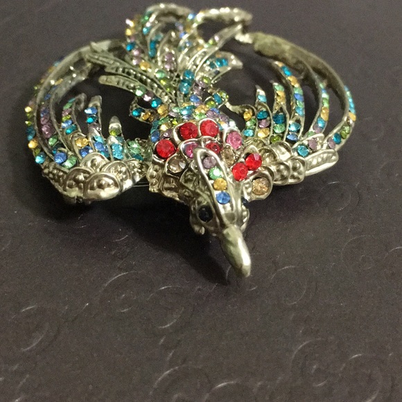 🖤VTG💕Multicolor stone Phoenix 🐦‍🔥 brooch - Picture 6 of 12